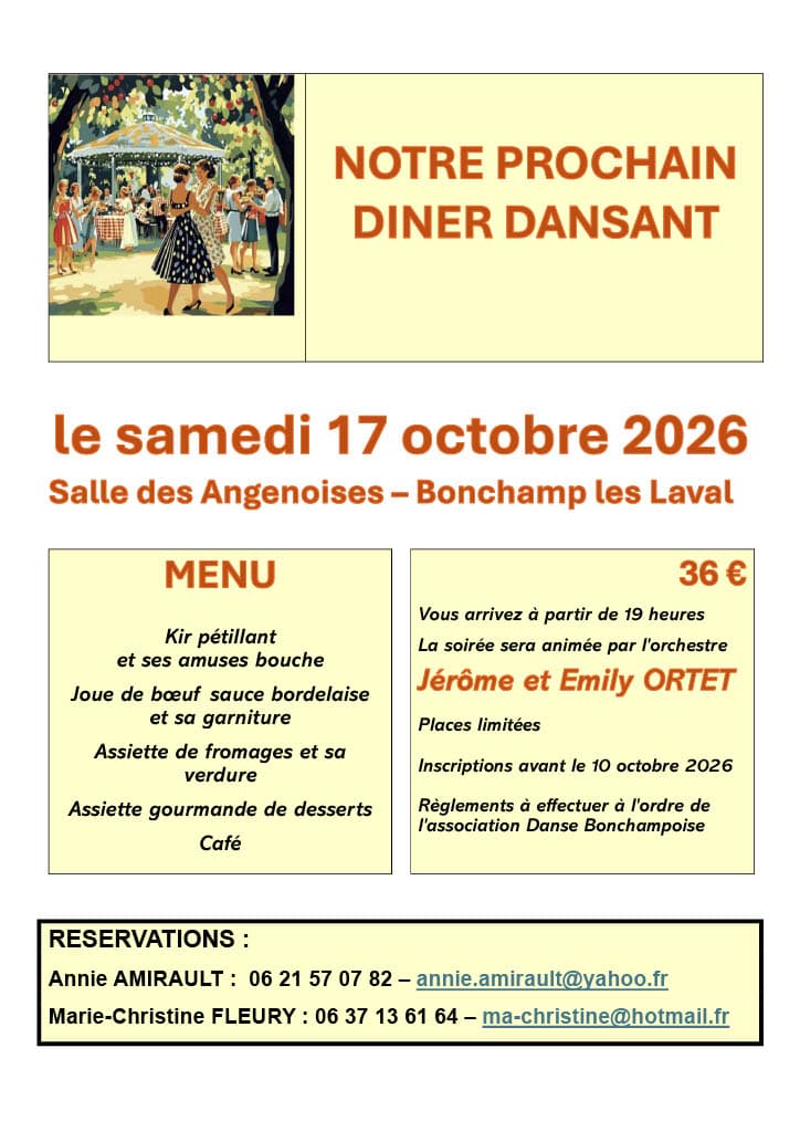 notre prochain dîner dansant - danse bonchampoise